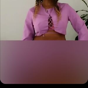 New SHEIN Lavender Lace-Up Crop Top